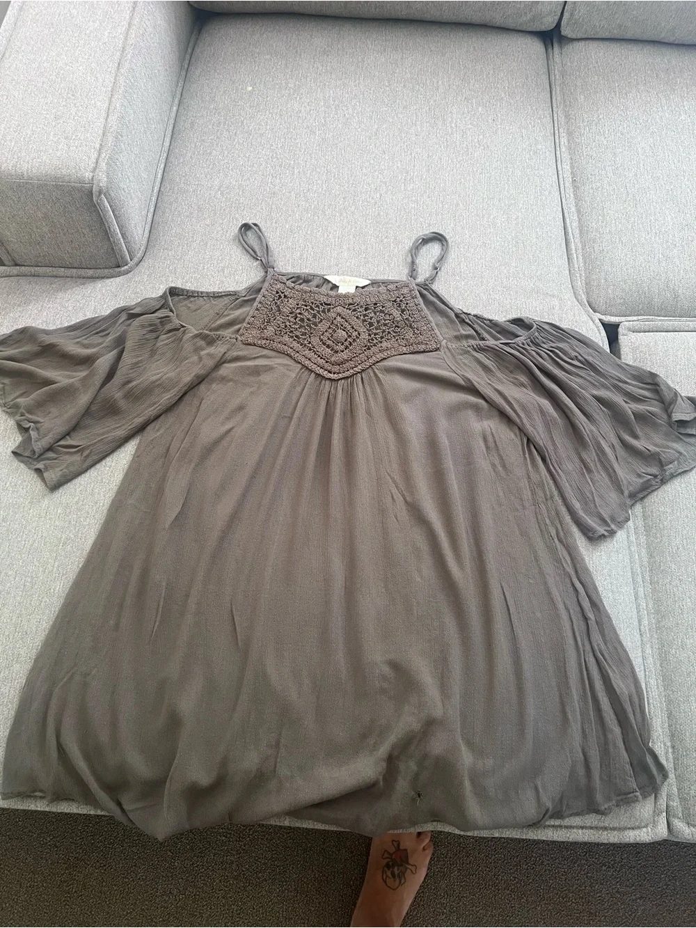 Boho smock top off shoulder